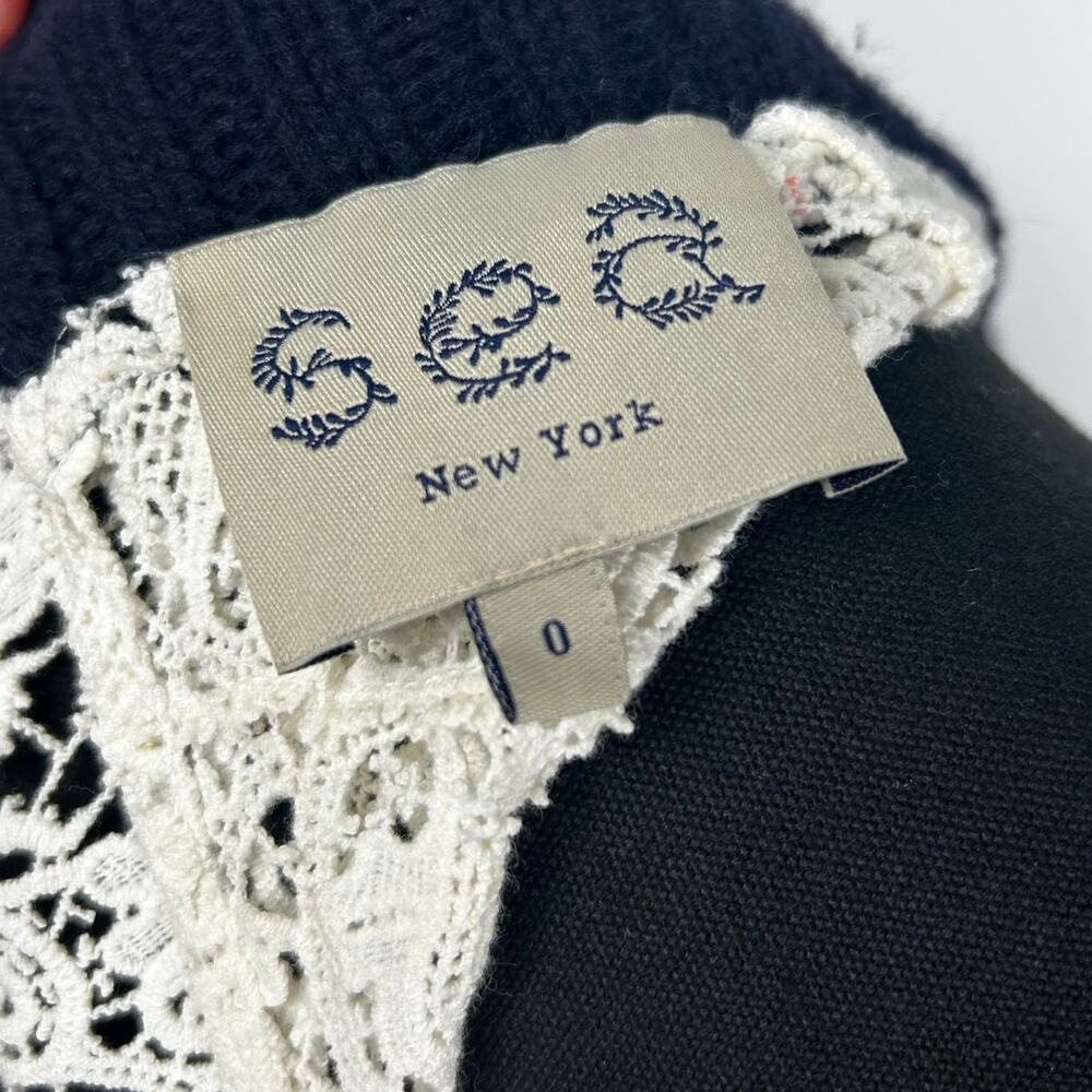 Sea New York Guipure Lace Crochet Dress White Navy Blue Wool Cotton Womens Sz 0 - Picture 6 of 11